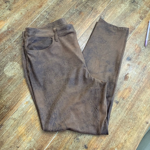 Chico's Faux Suede Camel Color Straight Leg Pants - Size 2 (L) Western EUC - Picture 2 of 8